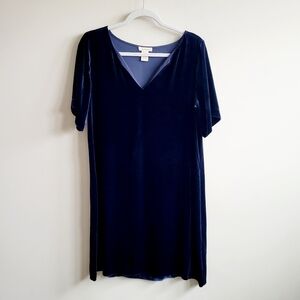 Sundance Crushed Velvet Short Sleeve Dress Blue